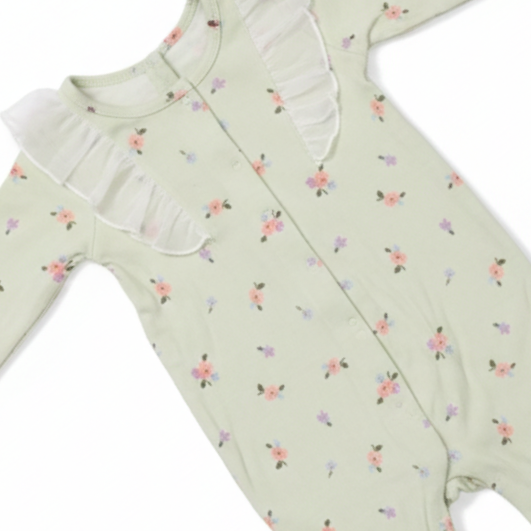 Floral Printed Frill Rompers (Footer)