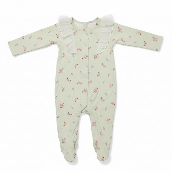 Floral Printed Frill Rompers (Footer)