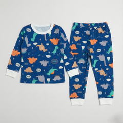 Navy Blue Dinosaur Print Nightsuit