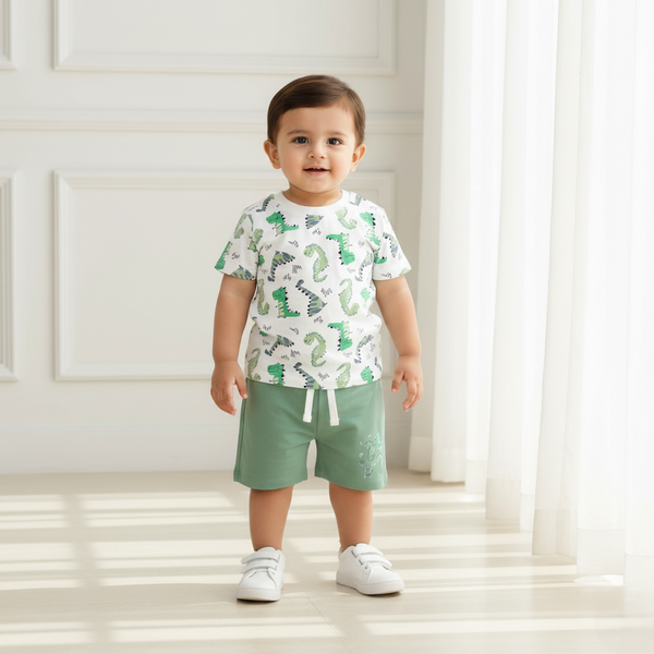 Dinosaur Printed T-shirt with Short Set