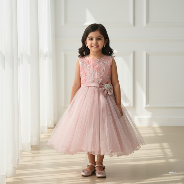 Mauve Pink Bow Sleeveless Princess Dress