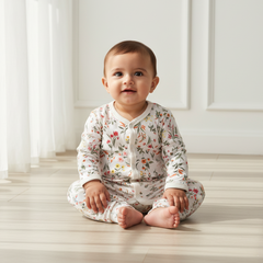 White Printed Full Sleeves Rompers