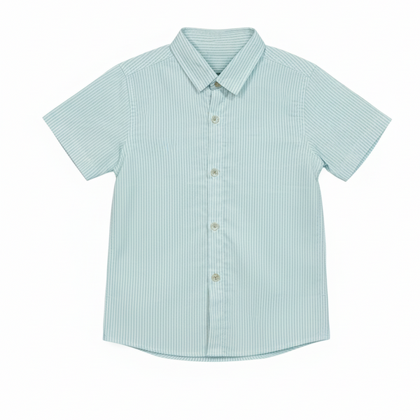 Green Casual Striped Half Sleeves Shirt