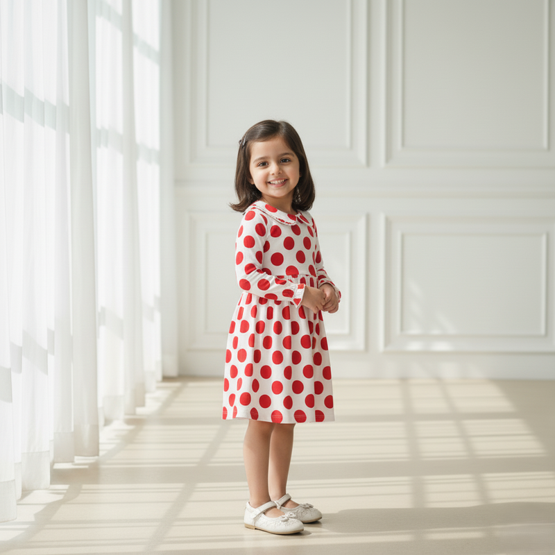 Red Polka Dot Printed Frock
