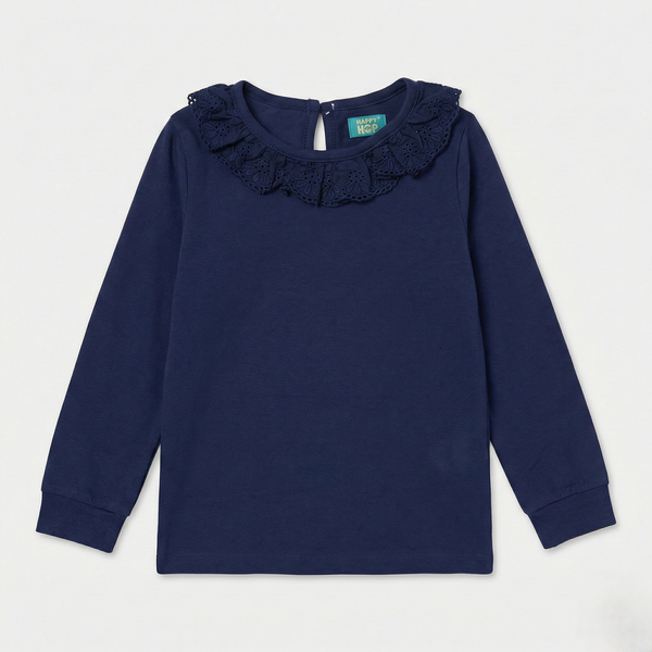 Classic Navy Lace Neck Top