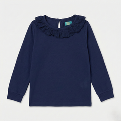 Navy Blue Frill Collar Top