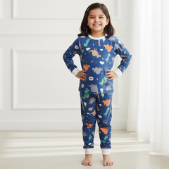 Navy Blue Dinosaur Print Nightsuit