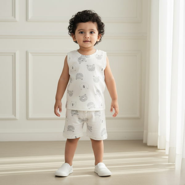 Panda Printed Vest and Short Set