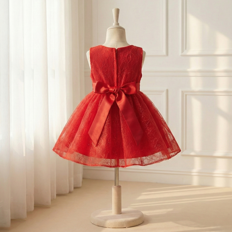 Red Knee Length Princess Dress