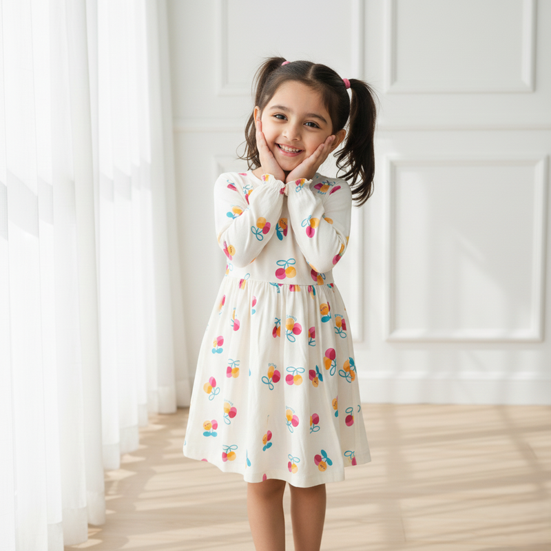 Happy Cherry Cotton Frock