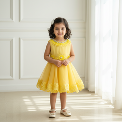 Yellow Knee Length Princess Dress