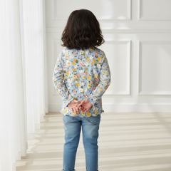 Blue Petal Print Soft Top