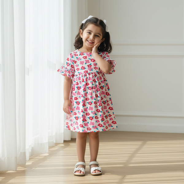 Pink Floral Cotton Dress