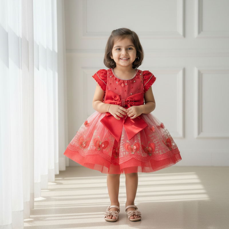 Red Butterfly bow Princess Dress