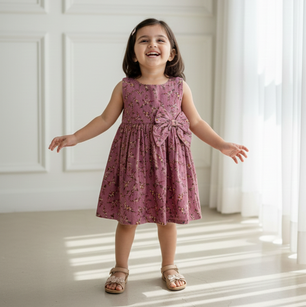 Mauve Floral Bow Frock