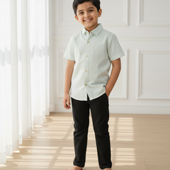 Dark Green Casual Striped Half Sleeves Shirt