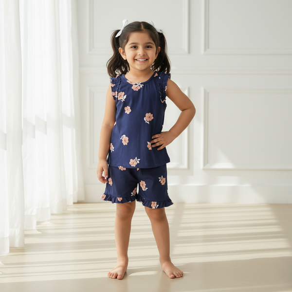 Navy Blue Sleeveless Top and Short Set