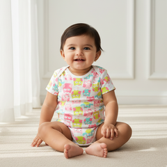 Bird Printed Half Sleeves Onesies