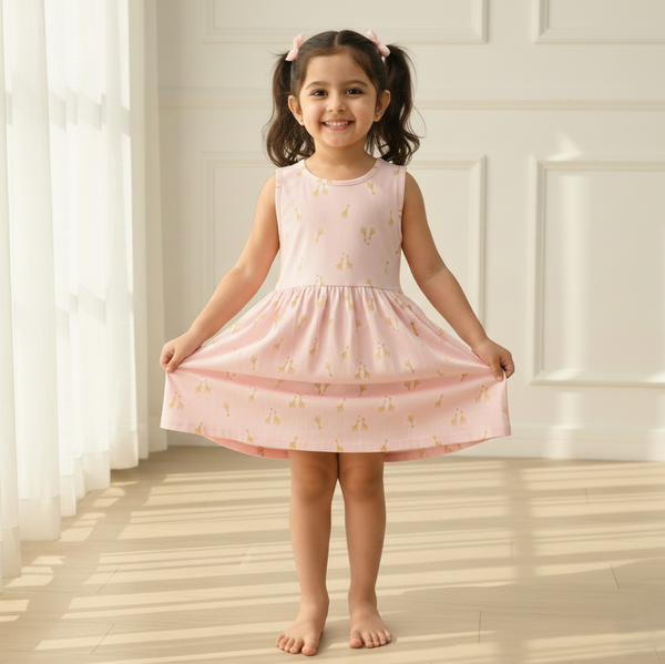 Gentle Giraffe Cotton Frock