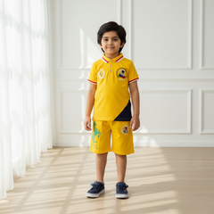 Yellow Boys Polo T-shirt with Shorts Set