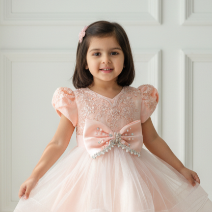 Peach Knee Length Princess Dress