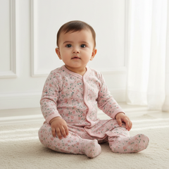 Pink Printed Full Sleeves Rompers