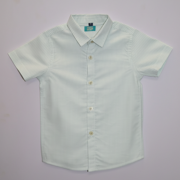 Dark Green Casual Striped Half Sleeves Shirt