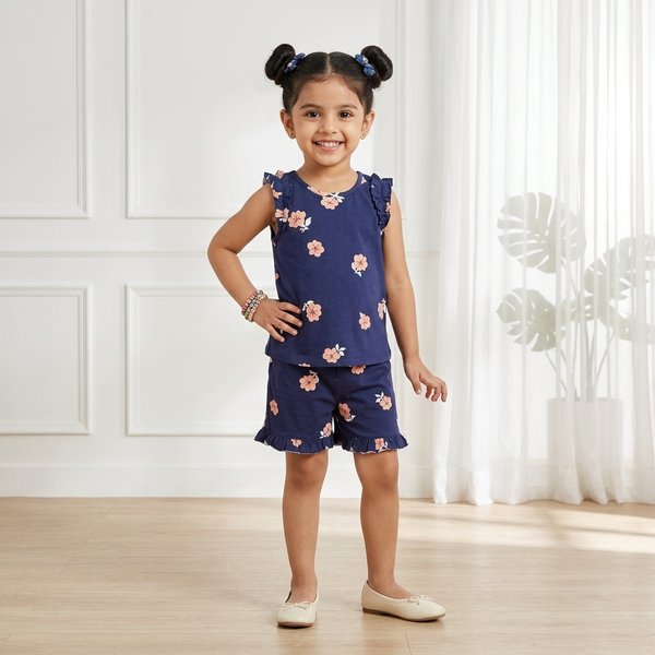 Navy Blue Sleeveless Top and Short Set