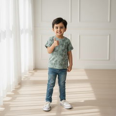 Green Round Neck Printed T-shirt