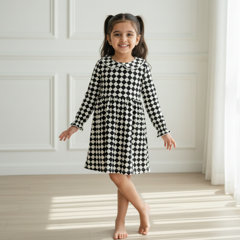 Classic Black & White Checker Frock
