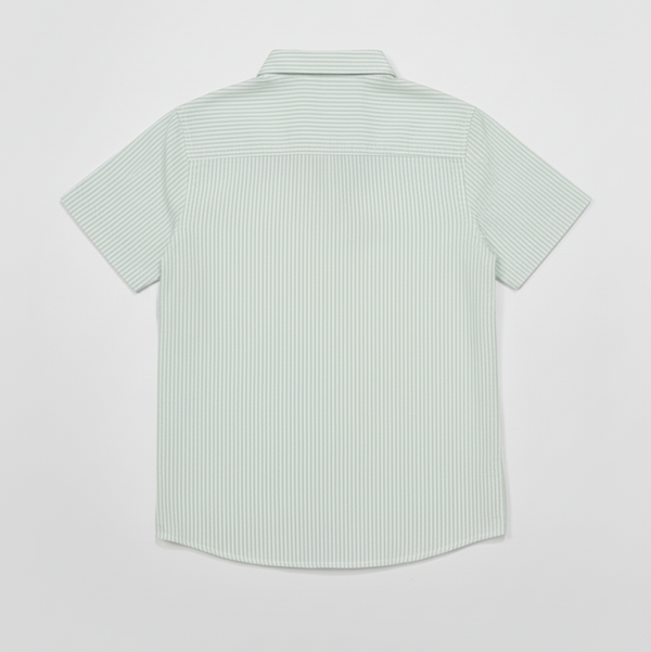 Dark Green Casual Striped Half Sleeves Shirt
