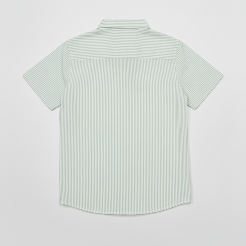 Dark Green Casual Striped Half Sleeves Shirt