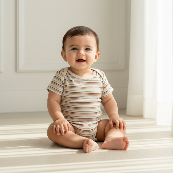 Beige Unisex Baby Onesies - Multipacks (Set of 3)