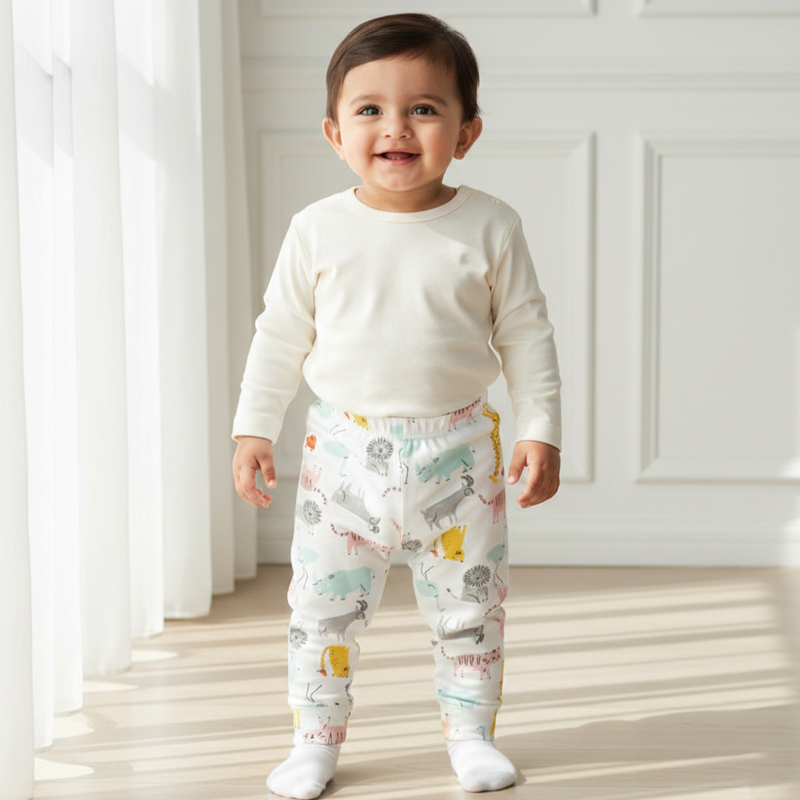 Animals White Printed Leggings