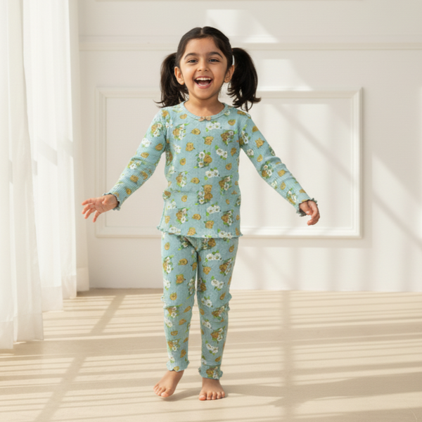 Green Knitted Printed Co-Ord Set