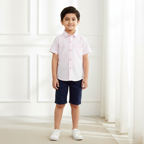 Pink Casual Striped Half Sleeves Shirt