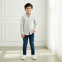 Grey Mandarin Collar Shirt