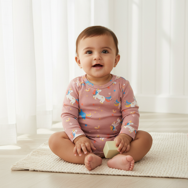 Peach Full Sleeves baby Onesies