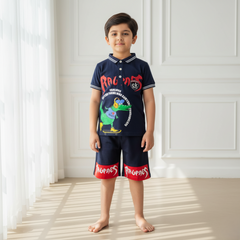 Alligator Black Boys Polo T-shirt with Shorts Set