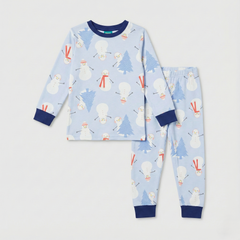 Light Blue Snowman Print Nightsuit