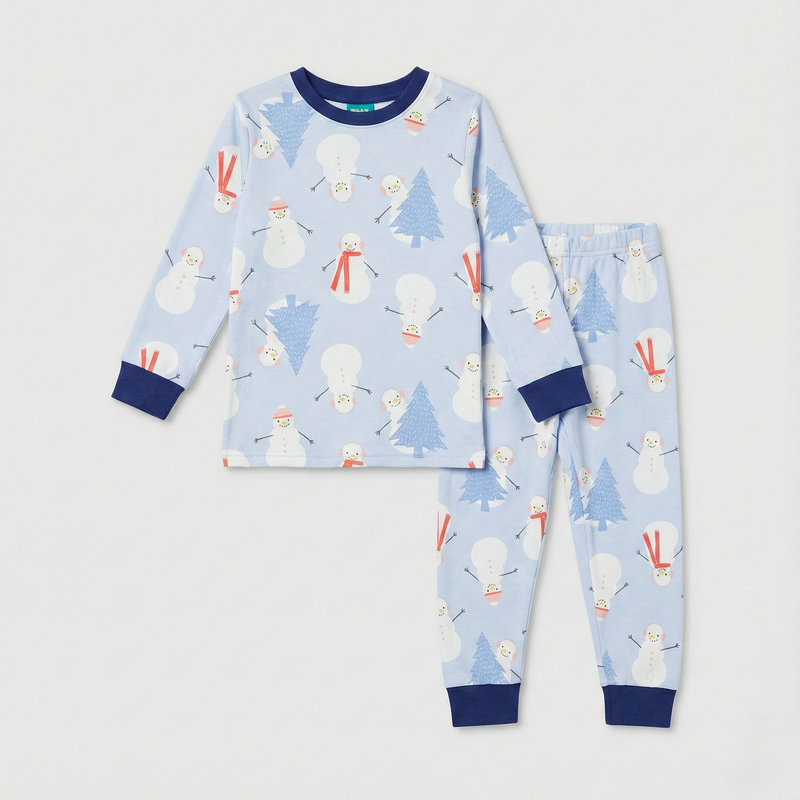 Light Blue Snowman Print Nightsuit