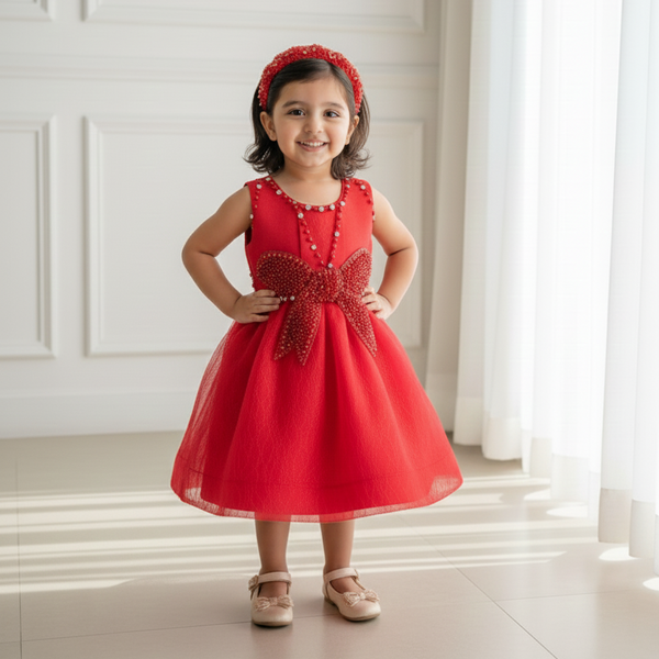 Red Knee Length Princess Dress