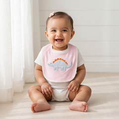 Baby Premium Bibs -  Pink Dinosaur