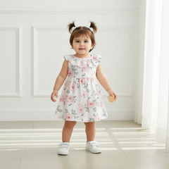 White Printed Baby Frock