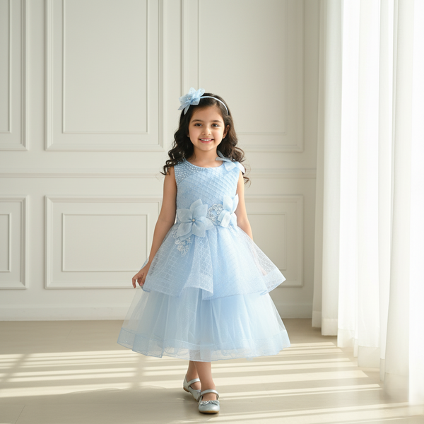 Light Blue Party Premium Princess Dress