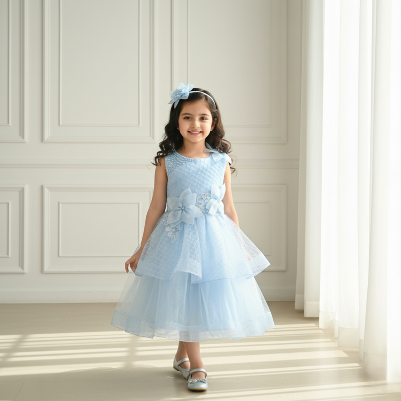 Light Blue Party Premium Princess Dress