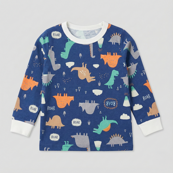 Navy Blue Dinosaur Print Nightsuit