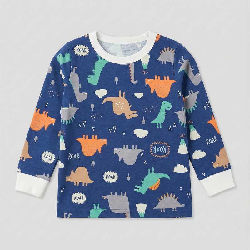 Navy Blue Dinosaur Print Nightsuit
