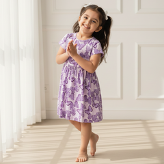 Purple Butterfly Print Dress