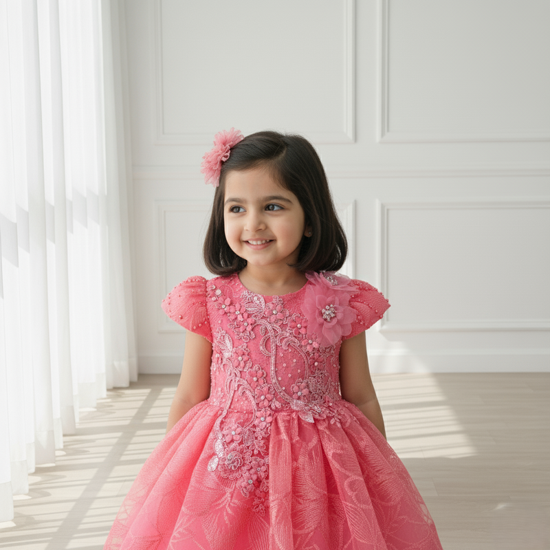 Dark Peach Knee Length Princess Dress